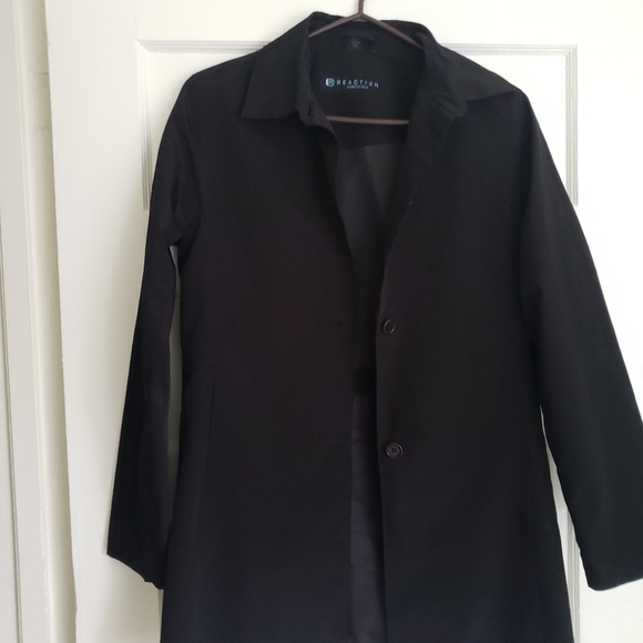 KENNETH COLE "REACTION" BLACK TRENCH 3/4 LENGTH COAT SIZE X-SMALL - Picture 3 of 10